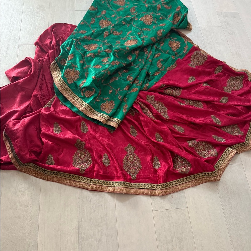 Half saree style self design with thread design self design an d border